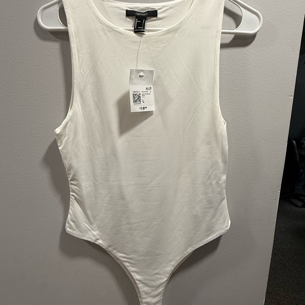 2 Forever 21 White & Black Fitted Bodysuit Tops